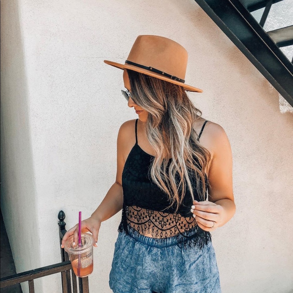 Black top, worn once for picture